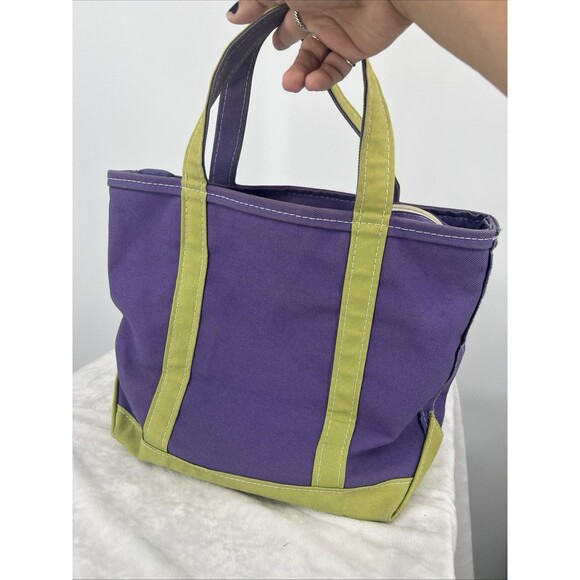 Vintage LL Bean Boat and Tote Bag USA Made Canvas 90s Purple Green Zip - Picture 3 of 12